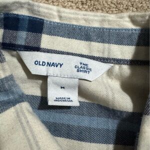 Old Navy Navy and Cream Checkered Shirt